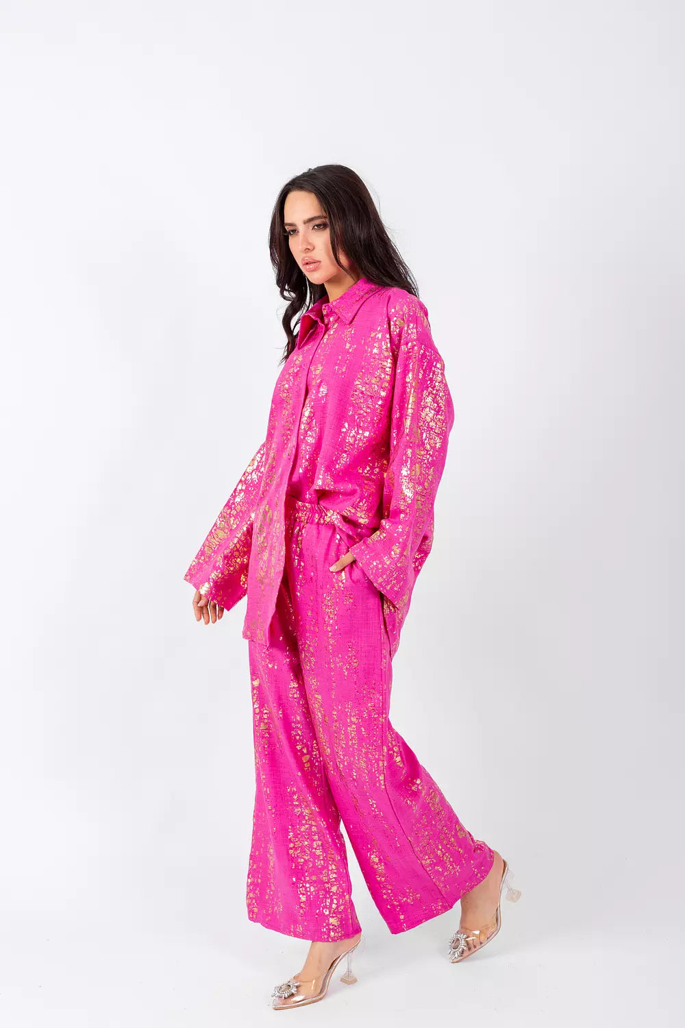 Gold details pink set