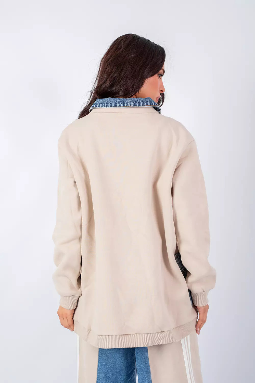 Beige denim set