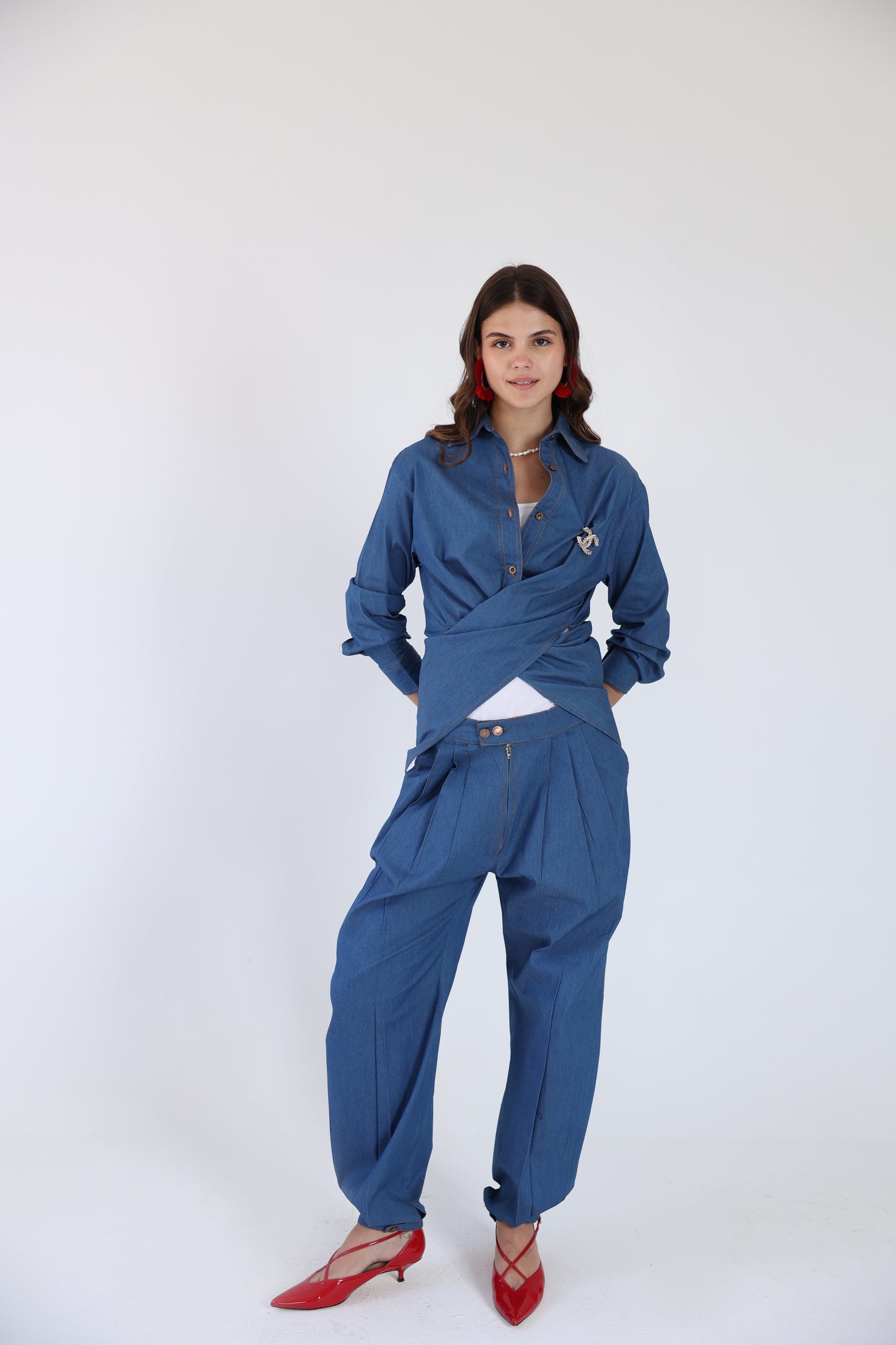 Balloon denim pants