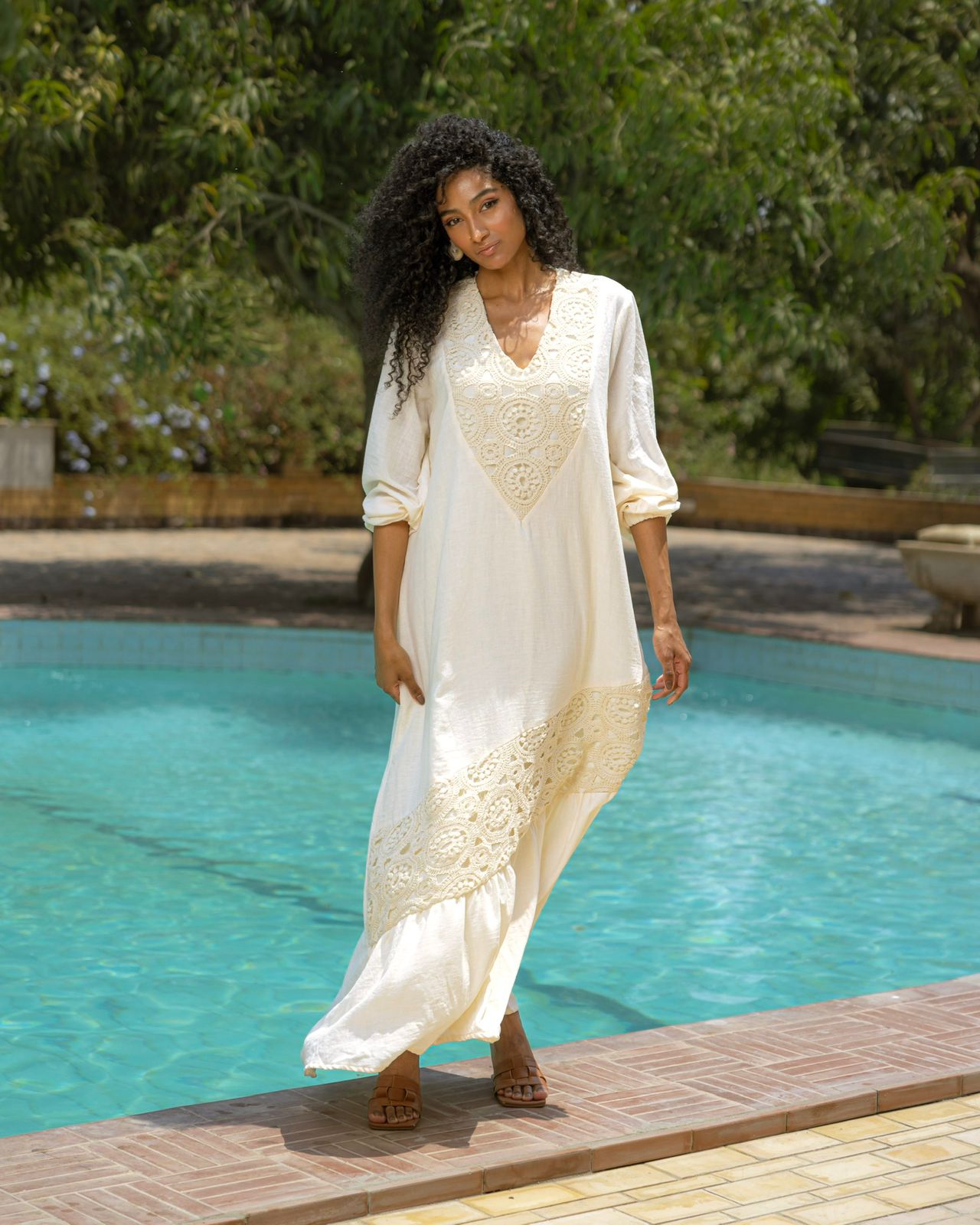 Crochet lenin maxi dress