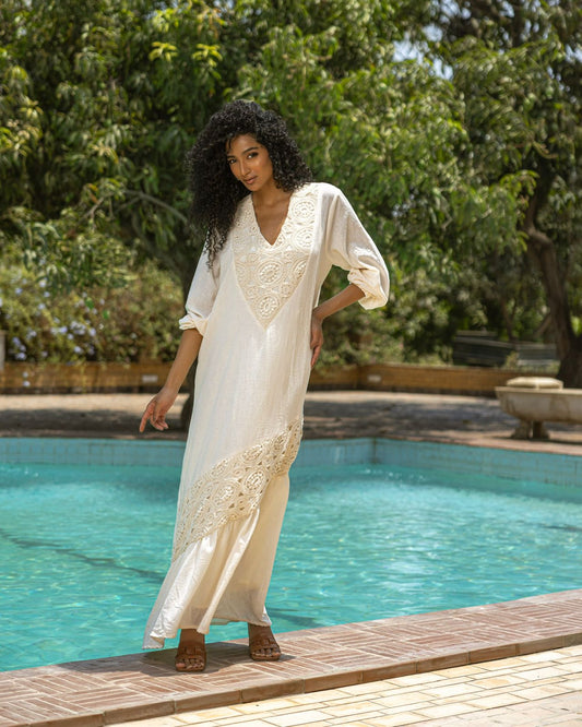 Crochet lenin maxi dress