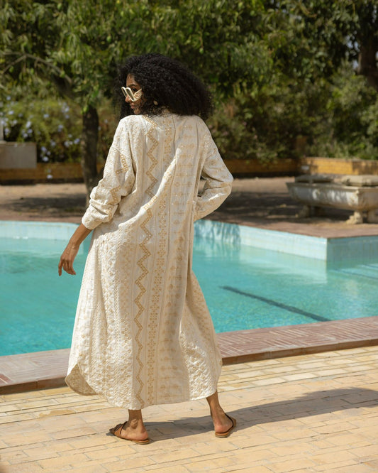 Embroidered shirt dress