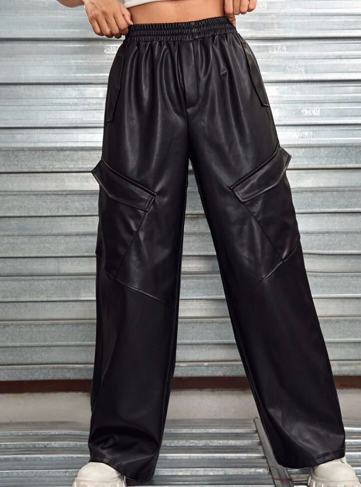 Wide leather pants