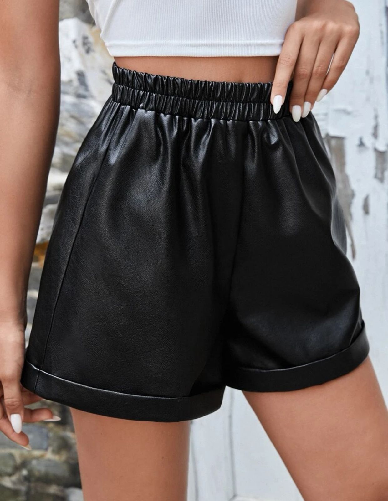 Leather shorts