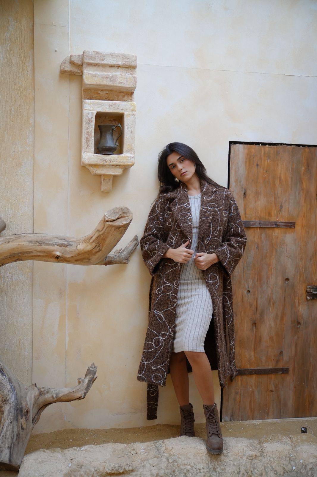 Brown embroidered coat