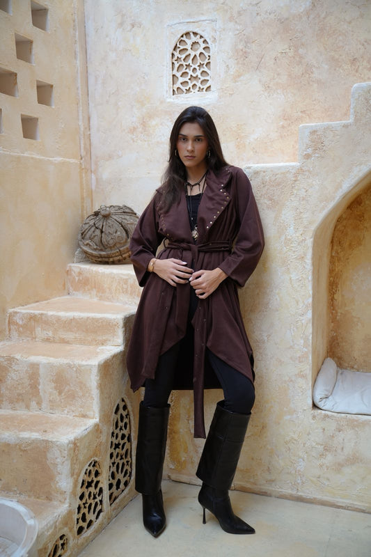 Chocolate studded coat