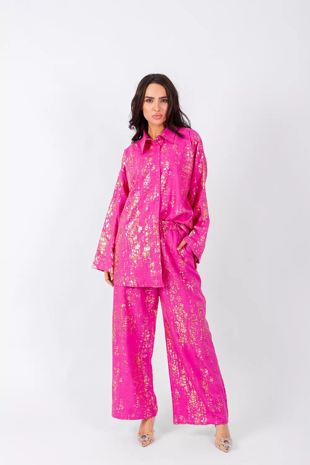 Gold details pink set