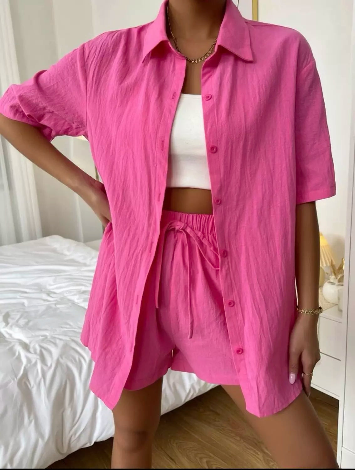 Pink shorts set
