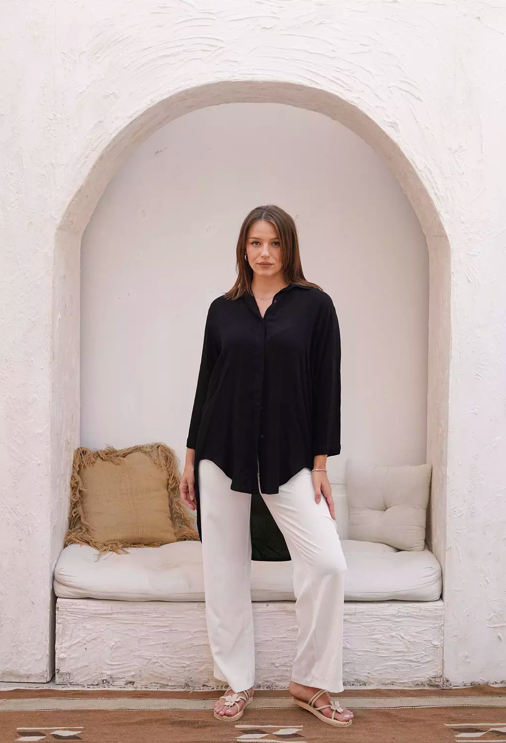 High low black shirt