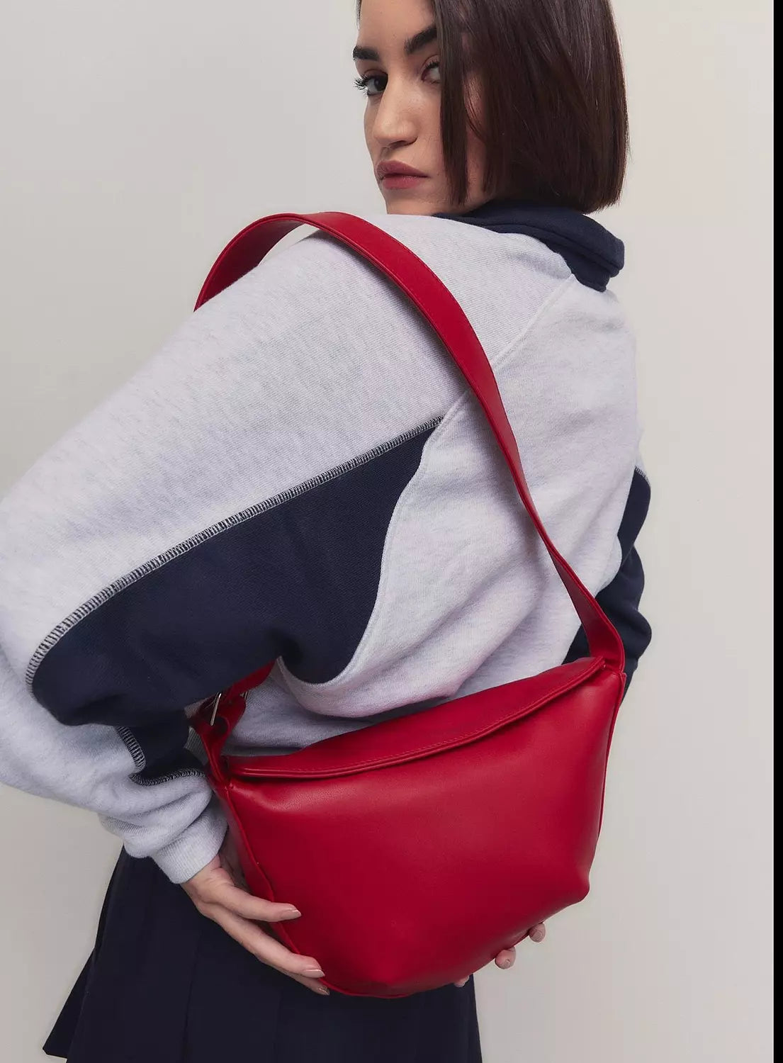 Crescent fiery red bag