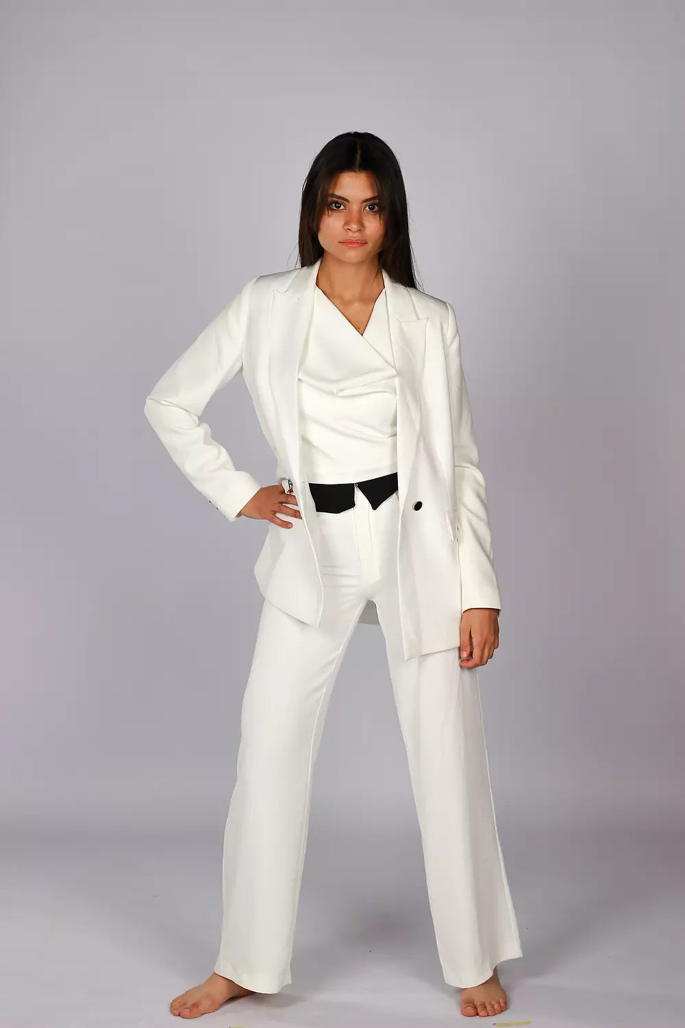 Inverted waist blazer set