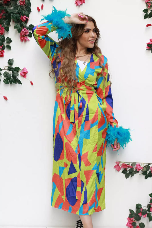 Feathers wrap dress