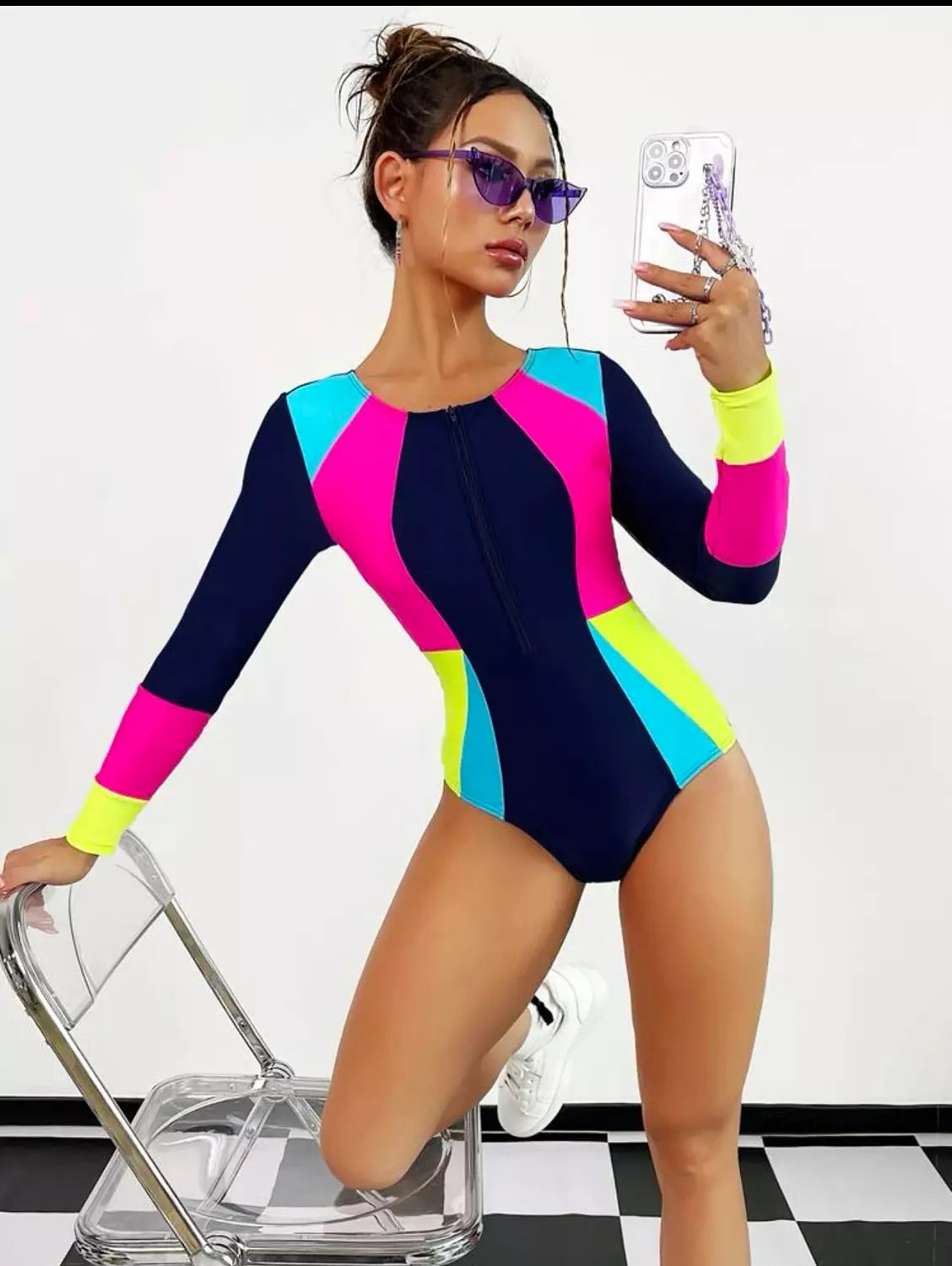 One piece burkini top swimsuit