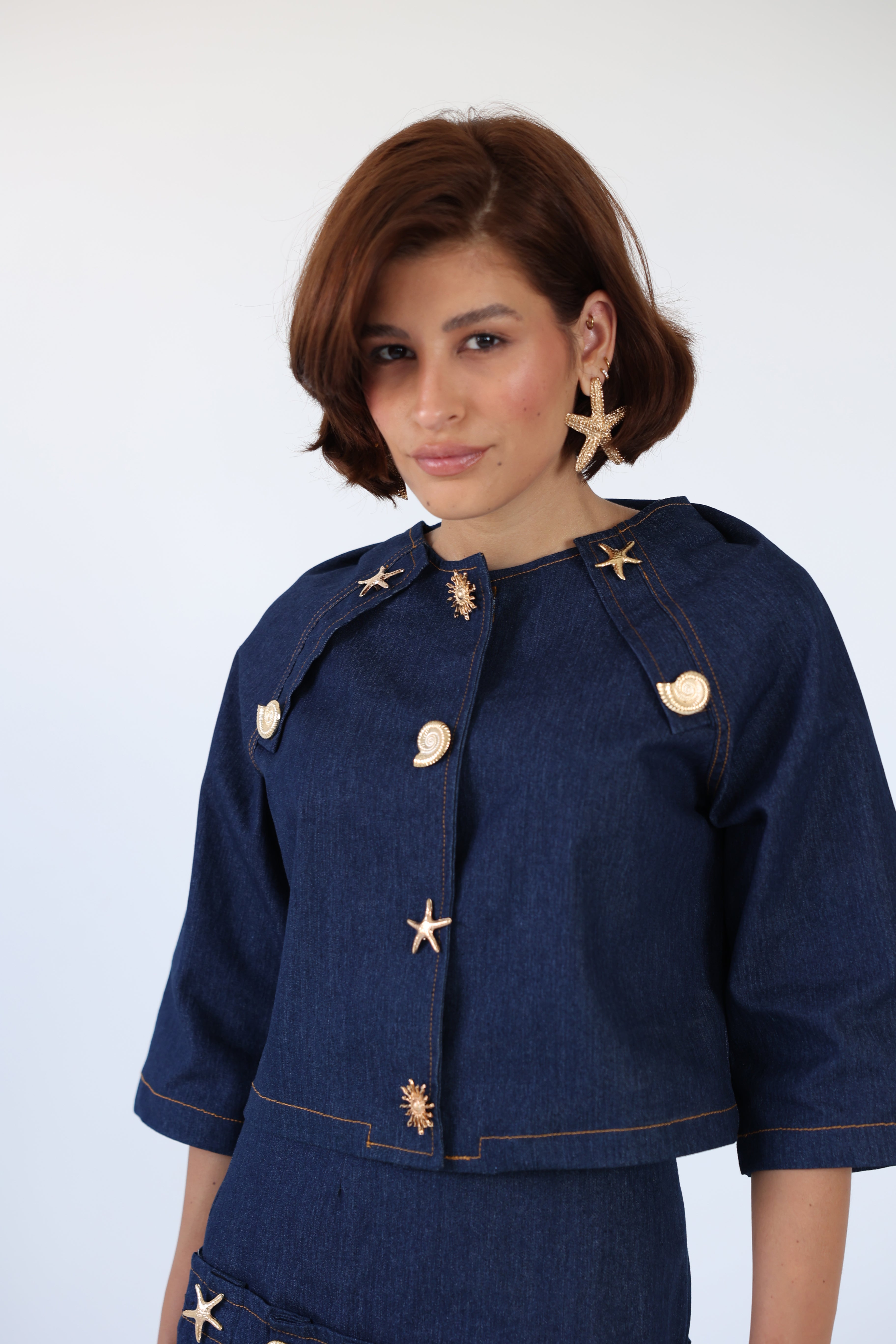 Brooches denim top