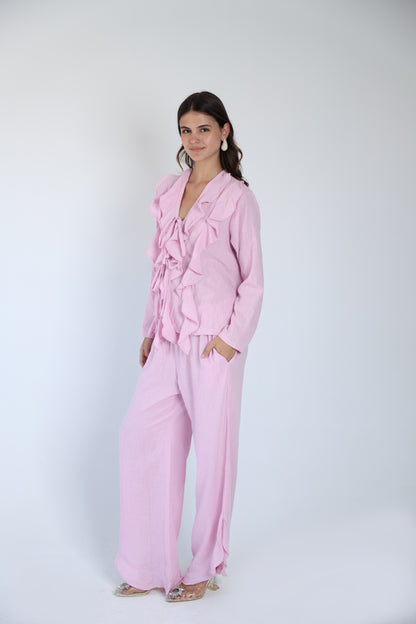 Shimmery ruffle pants