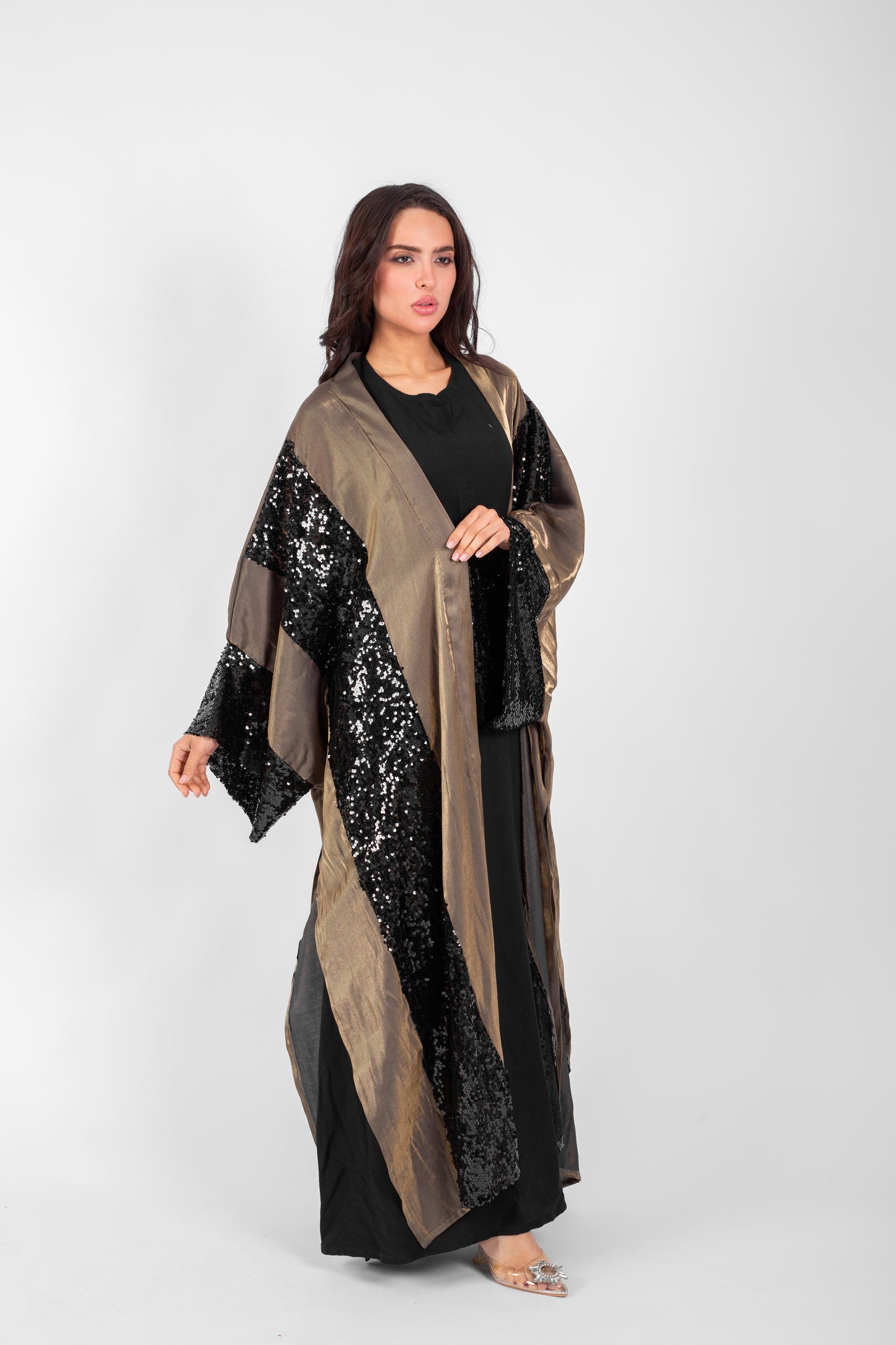 Sequins kakhi kaftan
