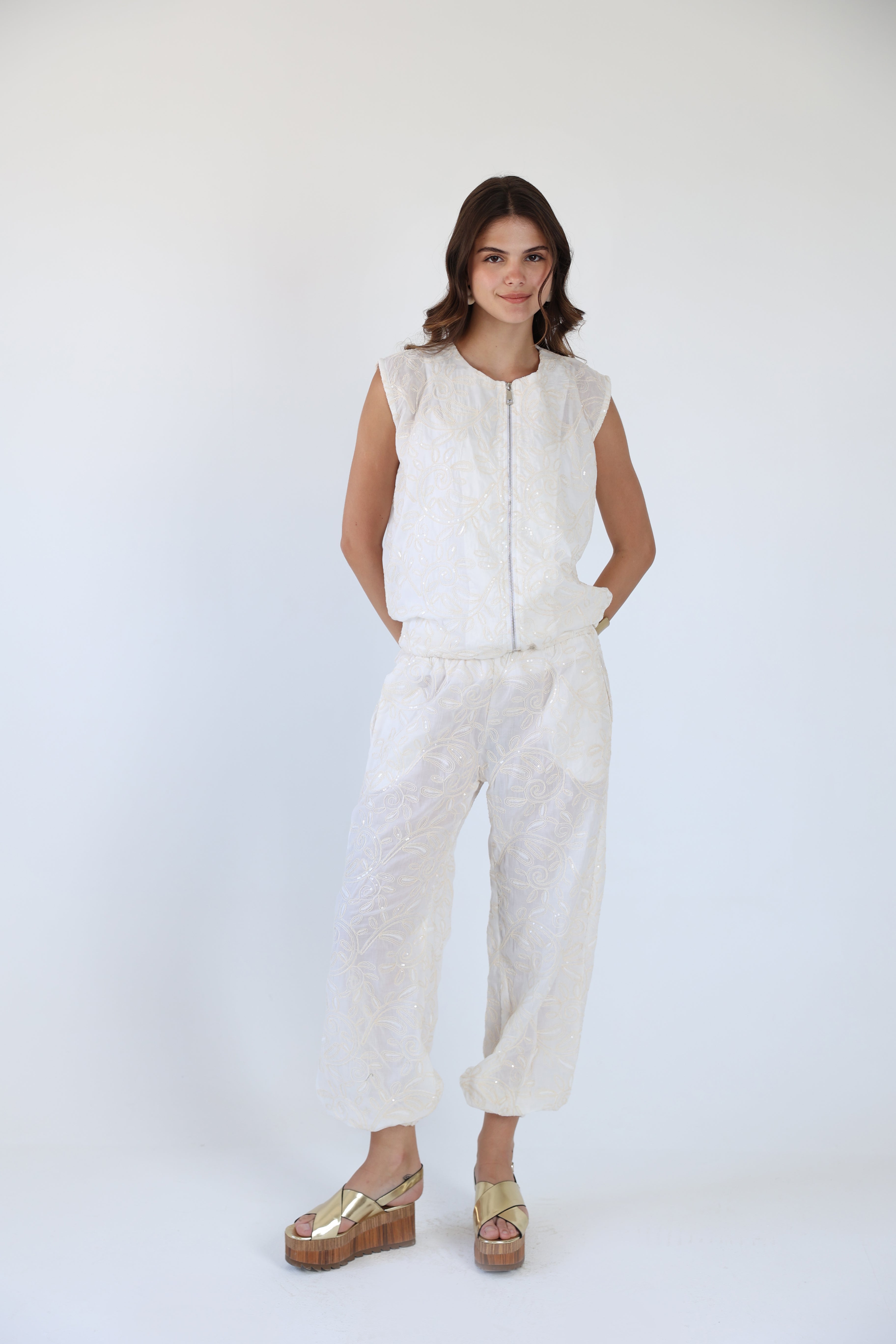 Bling embroidered pants