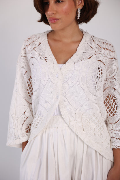 Short crochet kimono