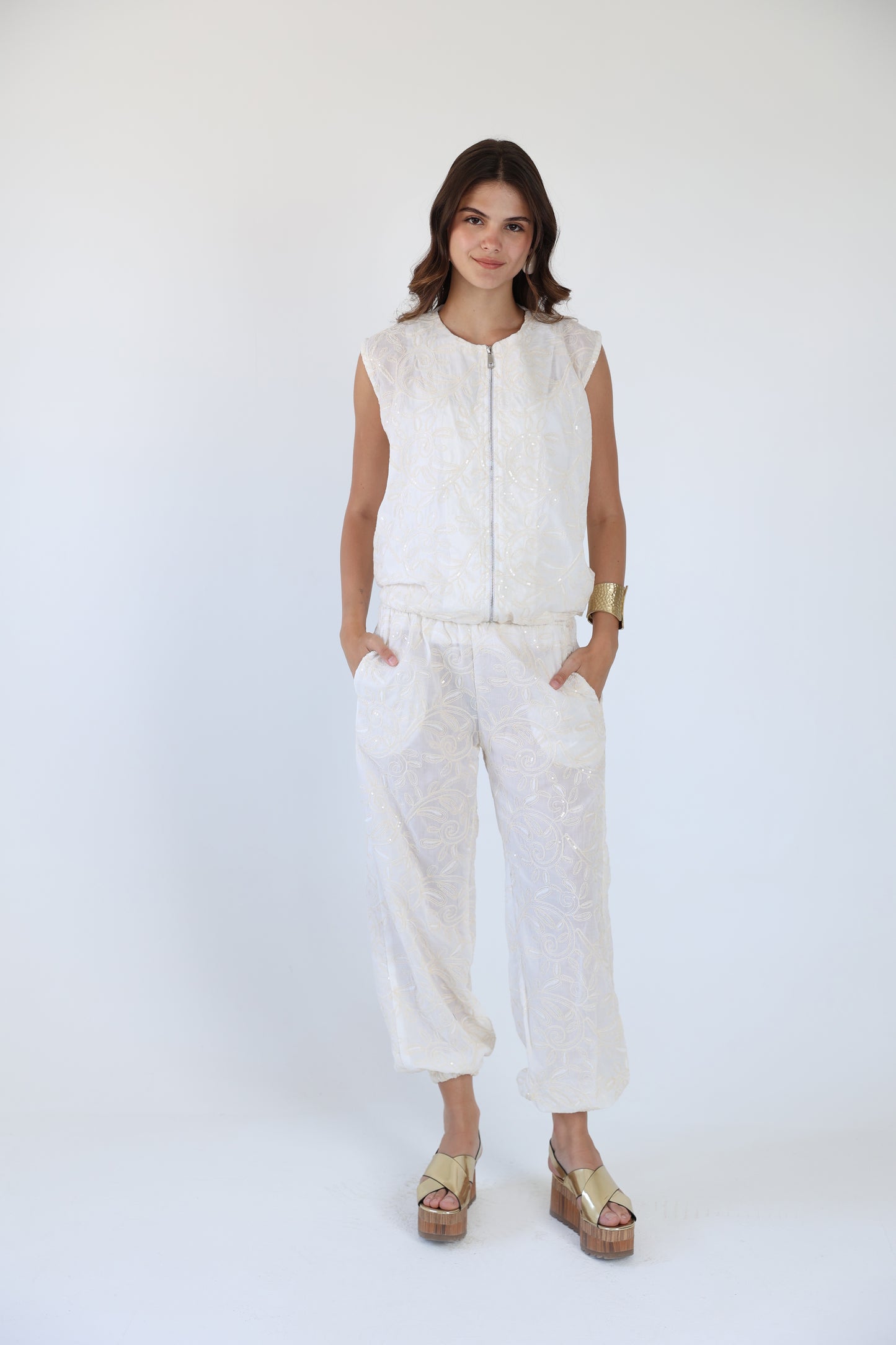 Bling embroidered pants