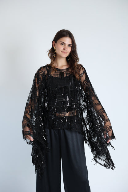 Sequins poncho soire set
