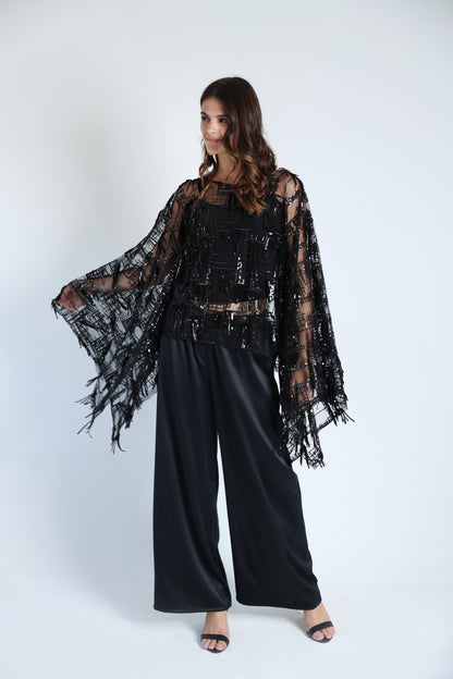 Sequins poncho soire set