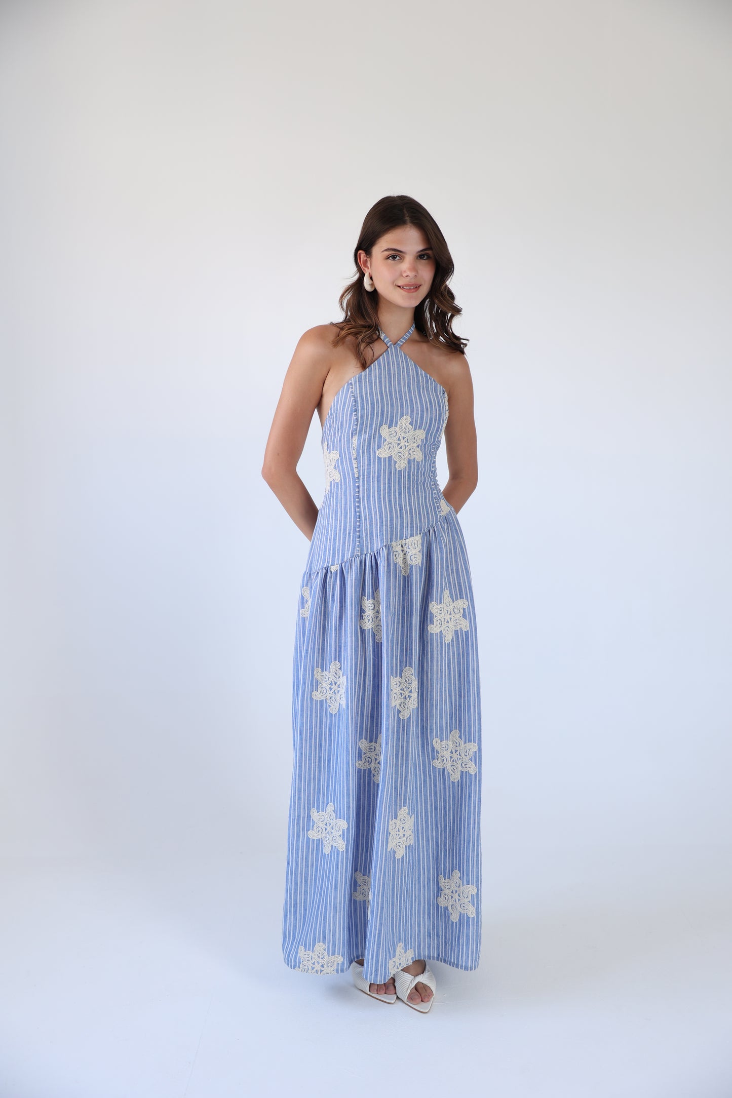 Asymmetrical embroidered dress