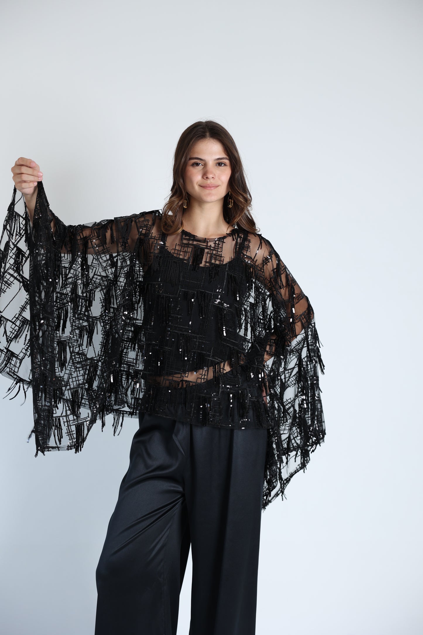 Sequins poncho soire set