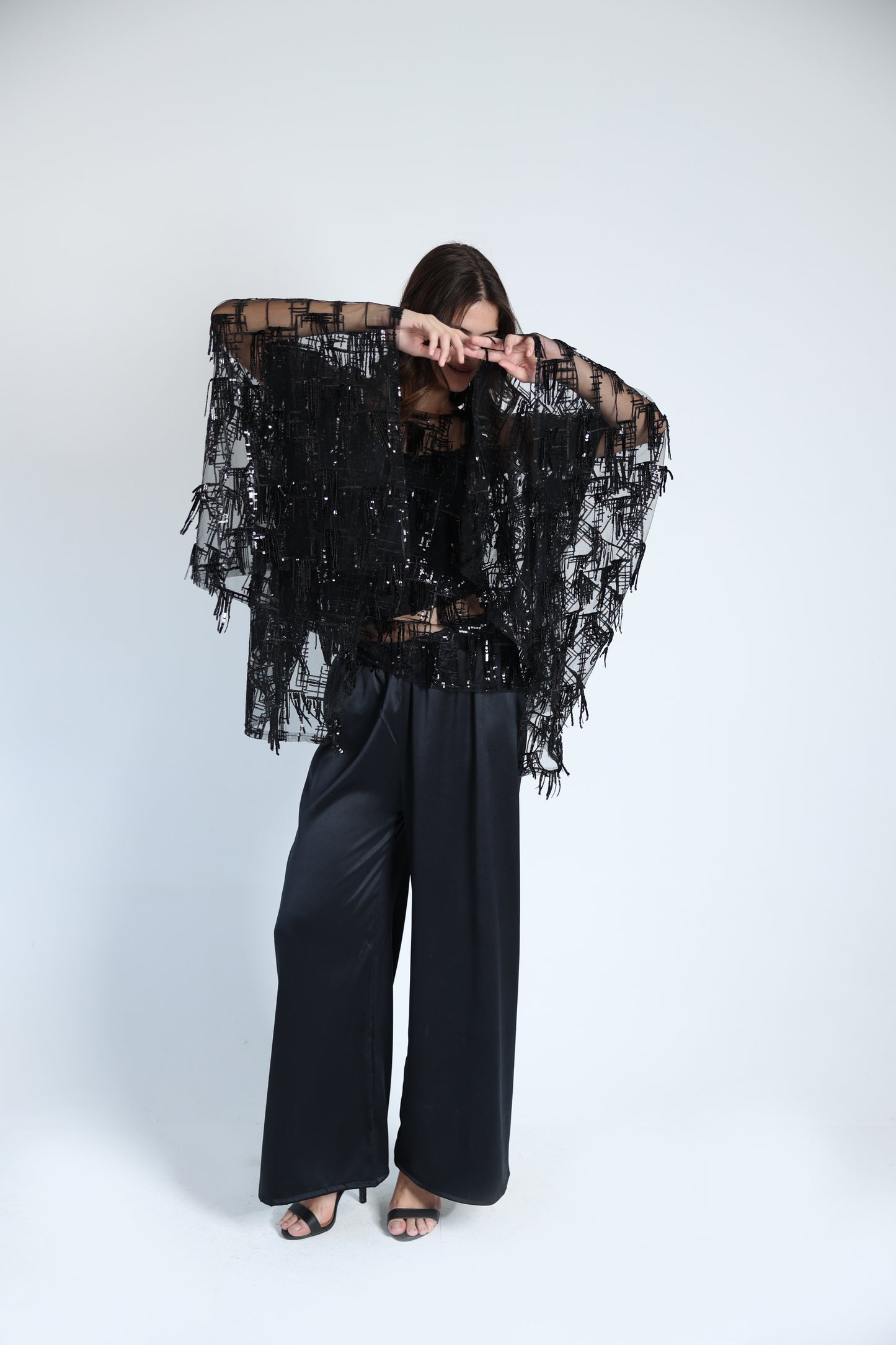 Sequins poncho soire set