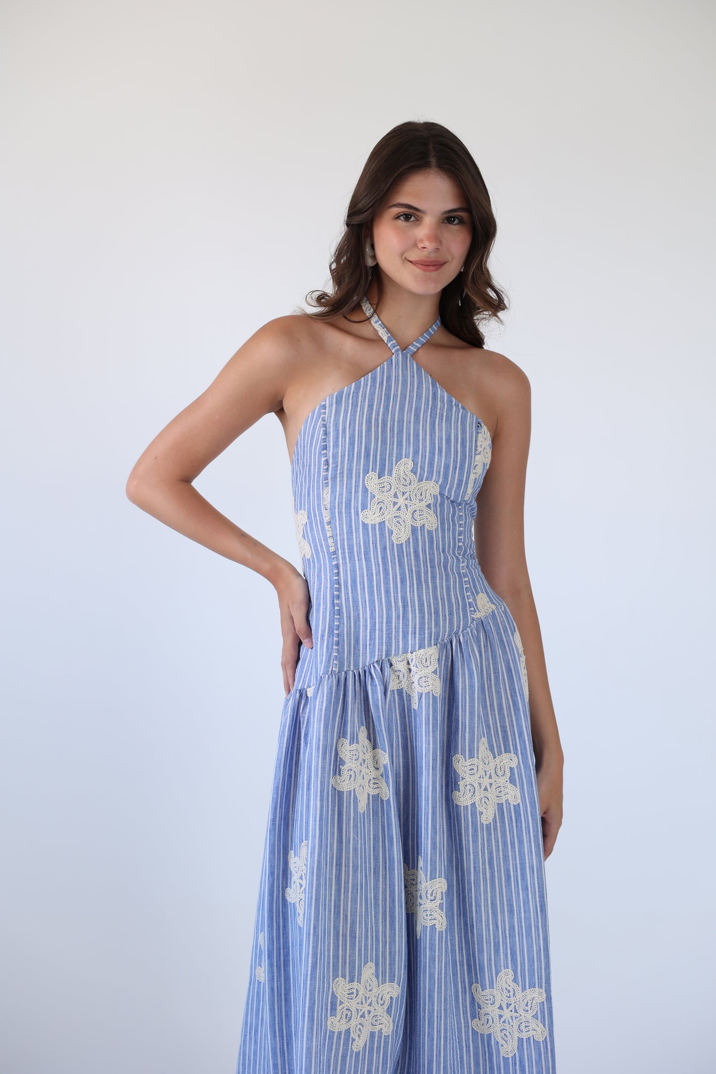 Asymmetrical embroidered dress