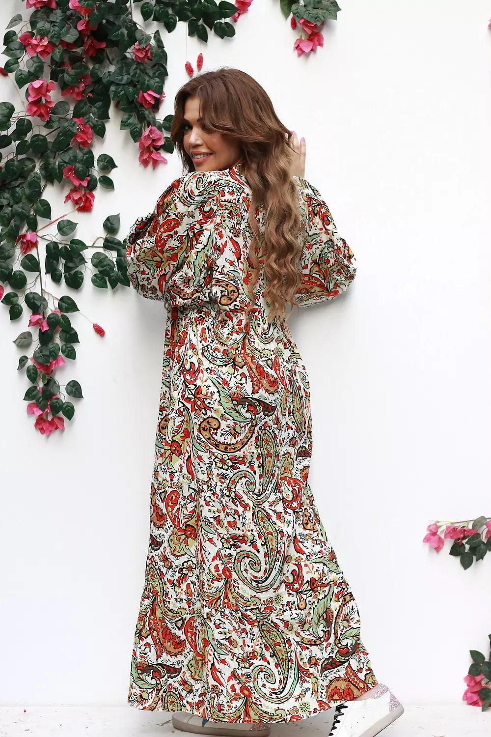 Patterned viscose maxi dress