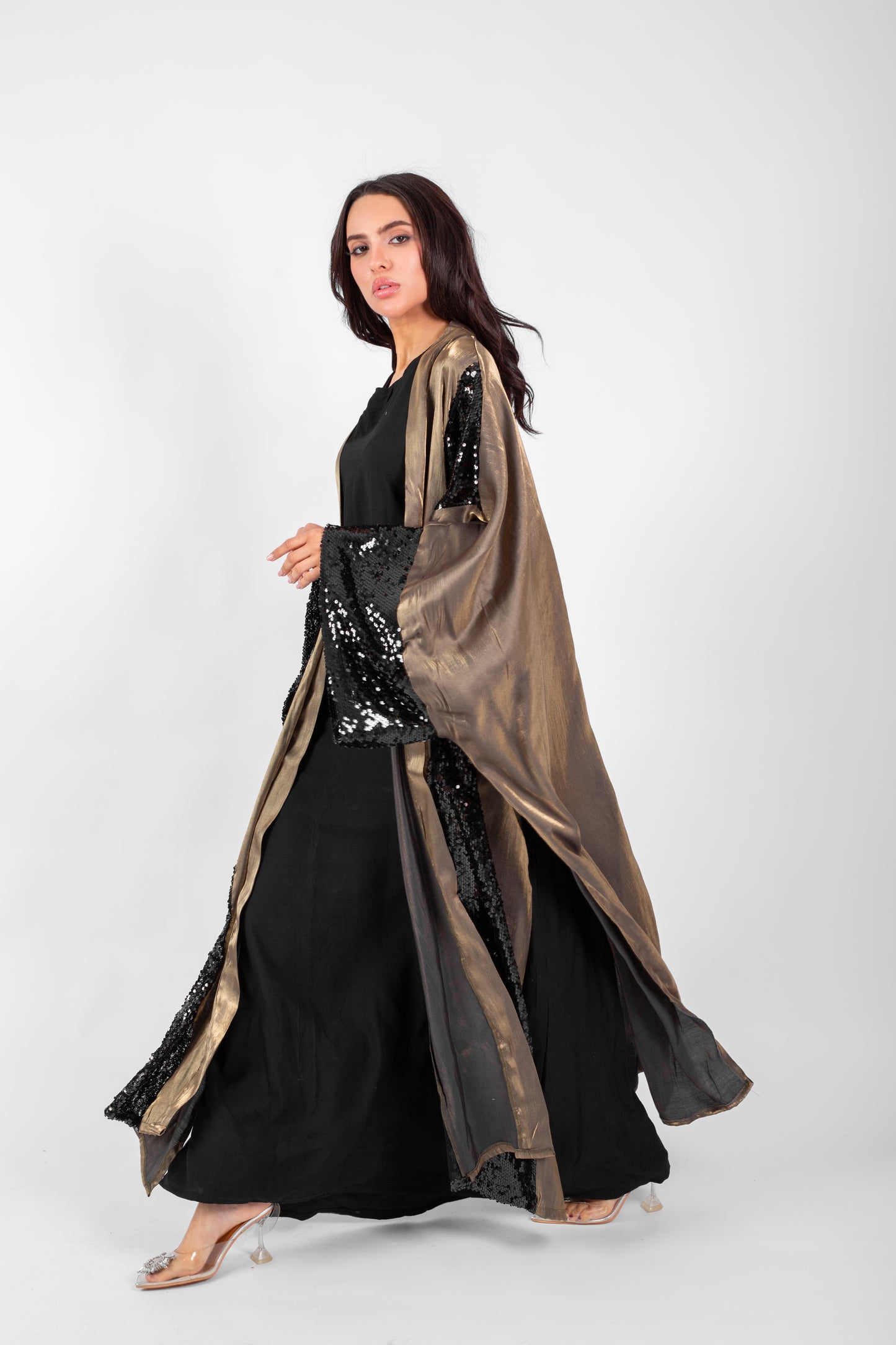 Sequins kakhi kaftan