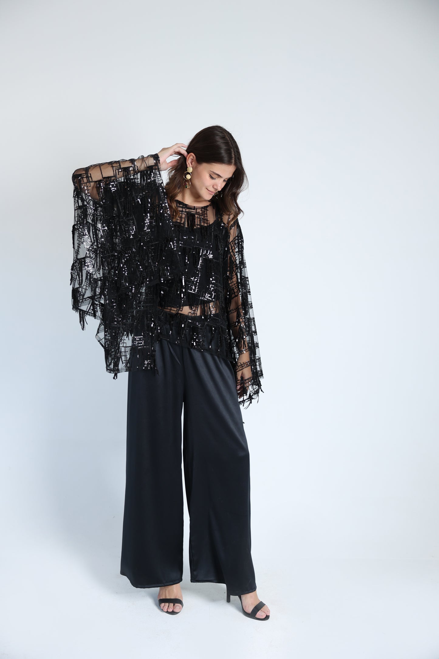 Sequins poncho soire set