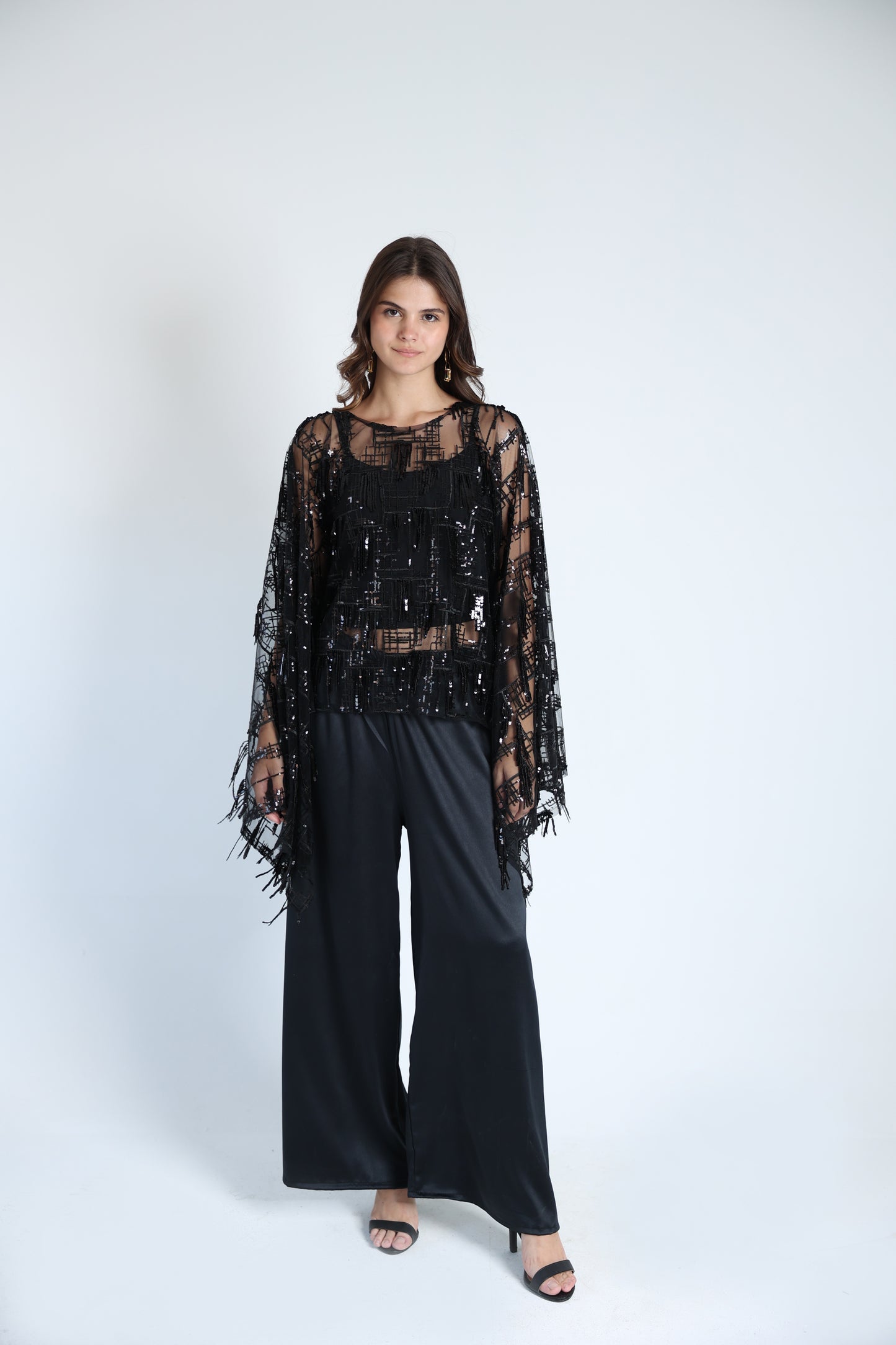 Sequins poncho soire set