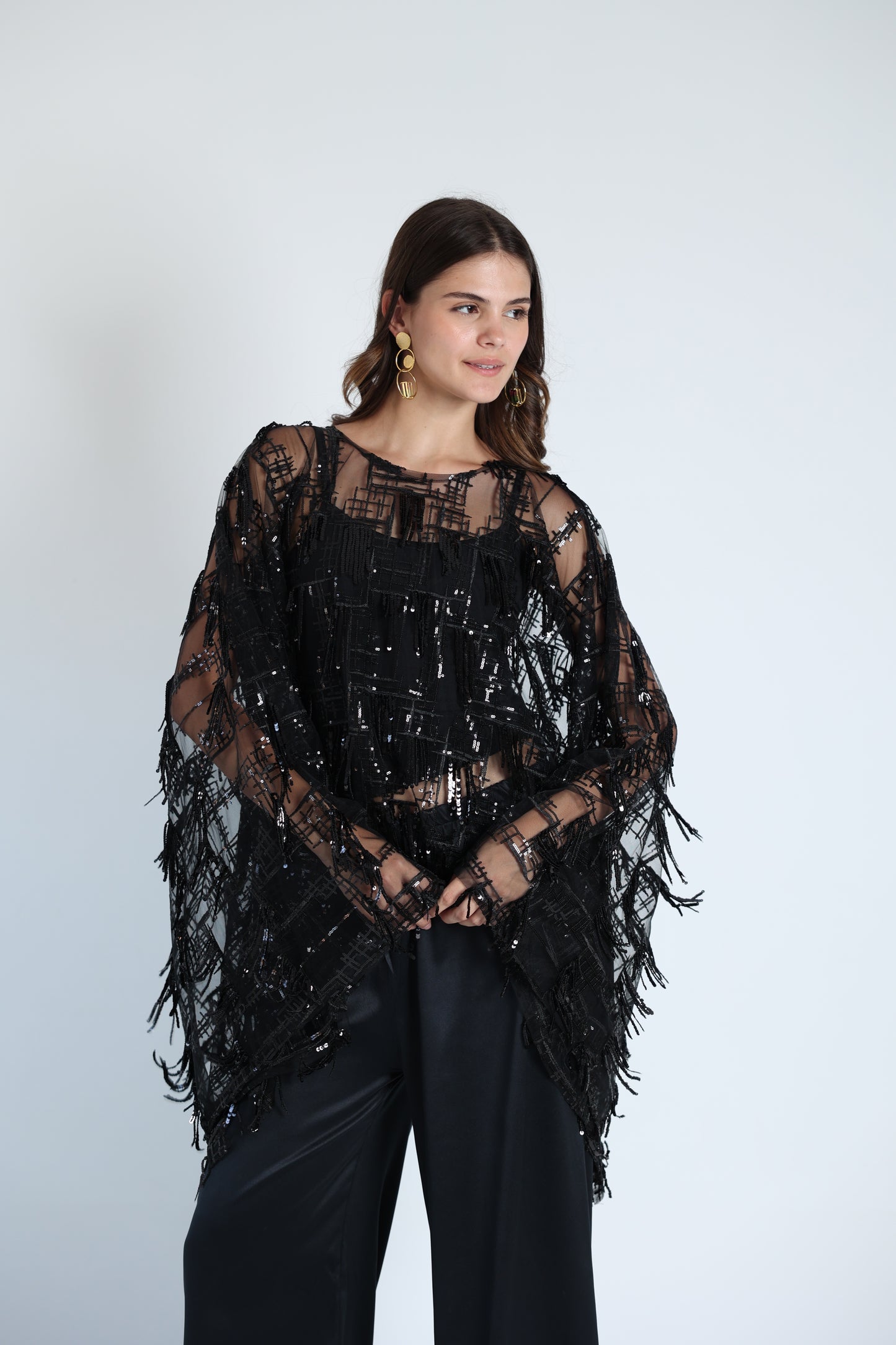 Sequins poncho soire set