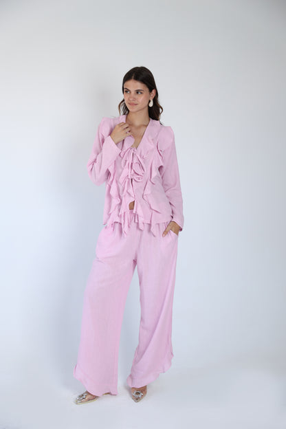 Shimmery ruffle pants