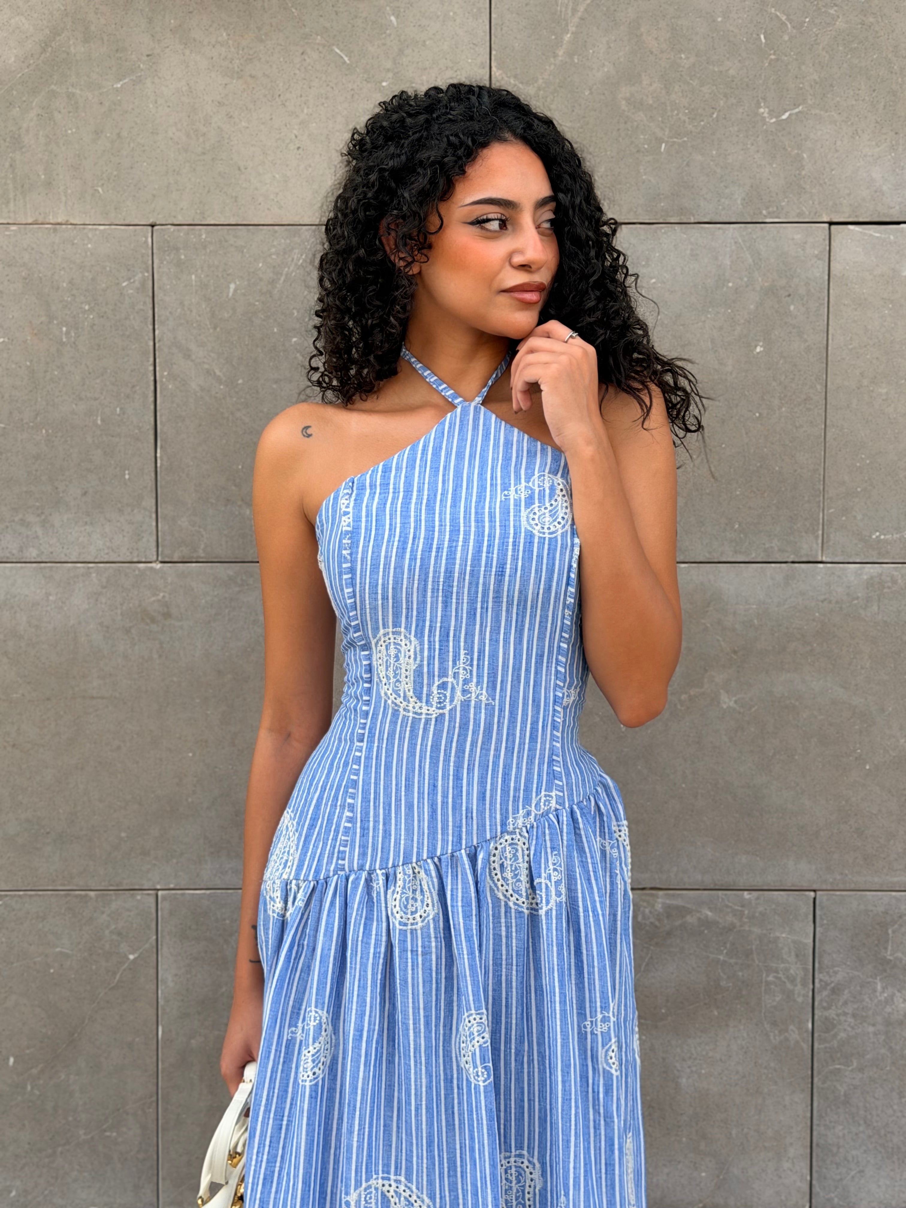 Asymmetrical embroidered dress