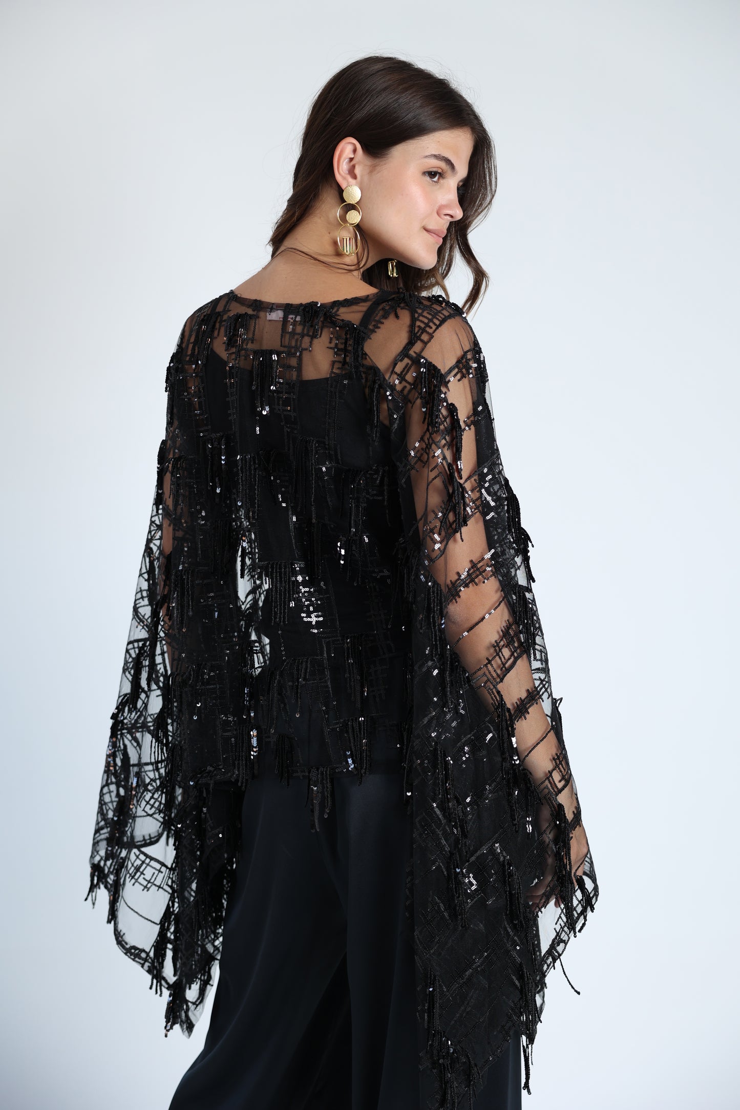 Sequins poncho soire set