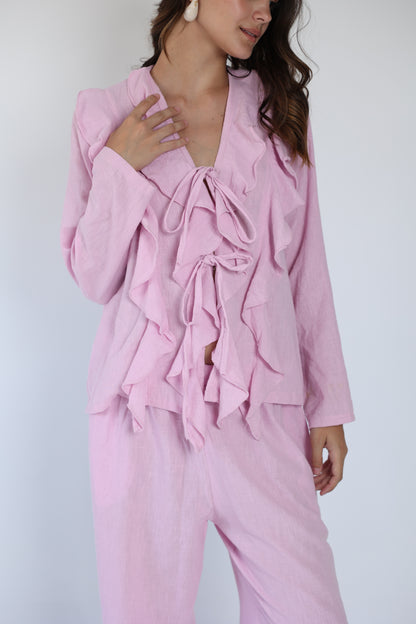 Shimmery ruffle pants