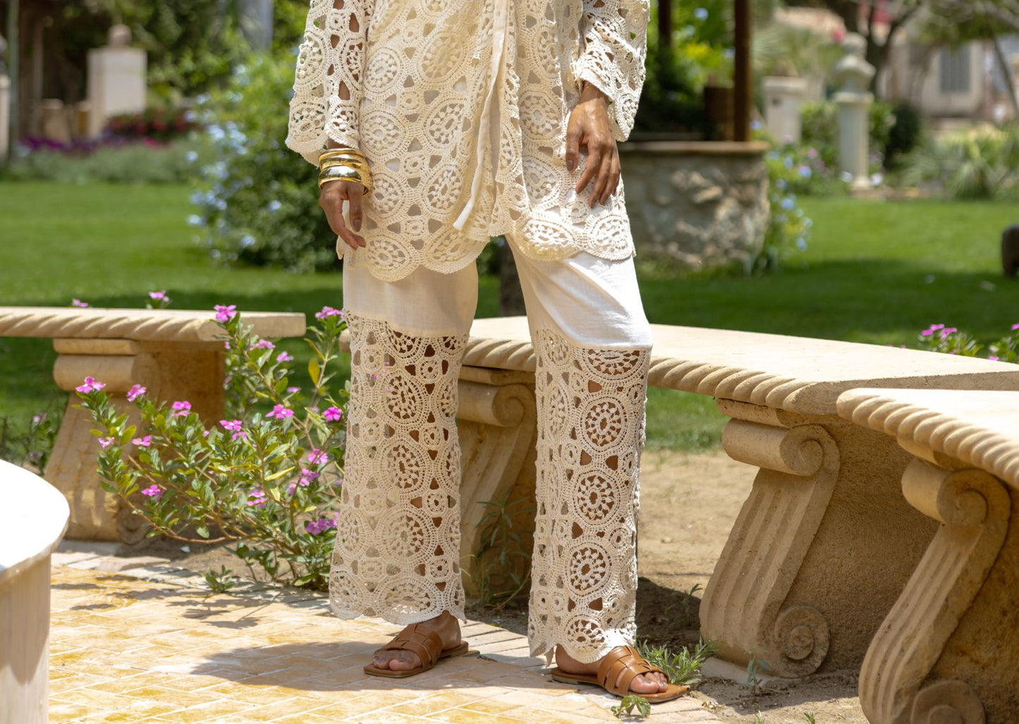 Handwoven crochet pants