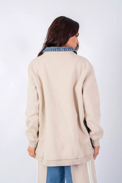 Beige denim set