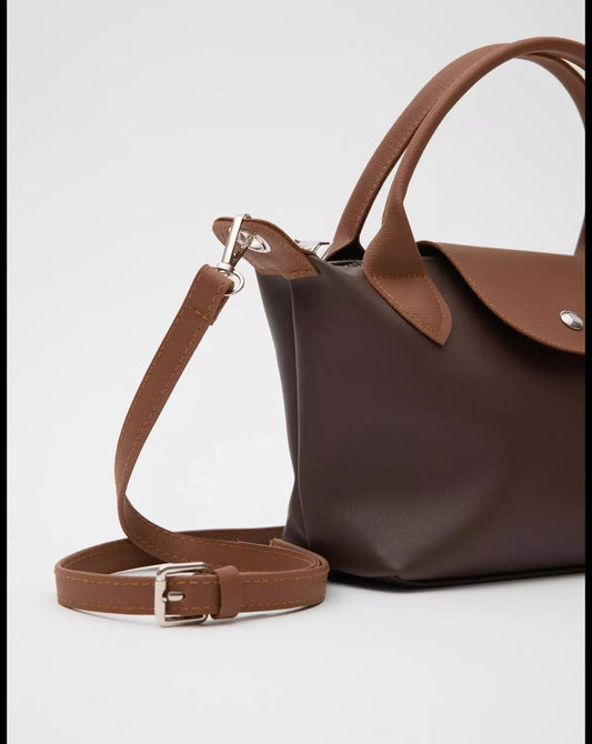 Brown leather tote bag