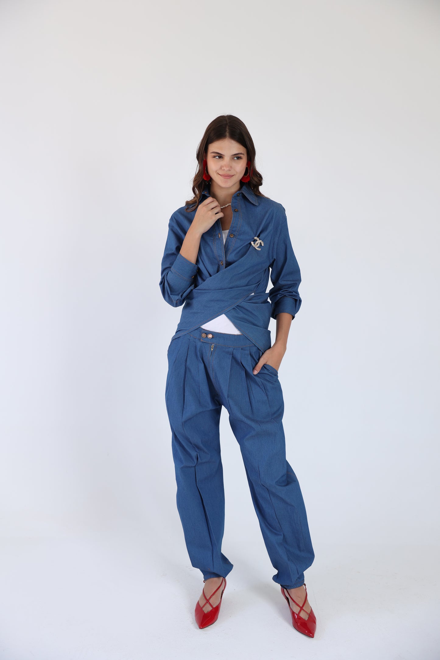 Balloon denim pants