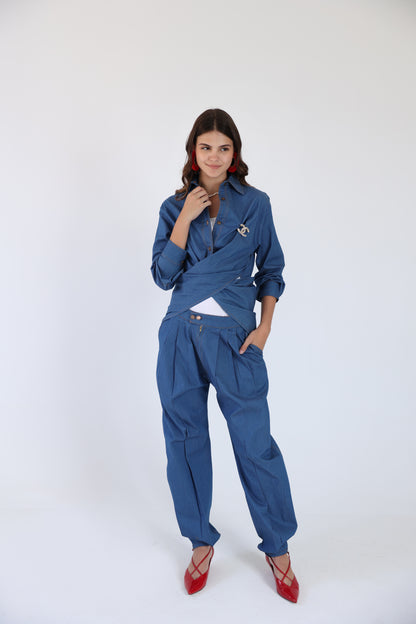 Balloon denim pants