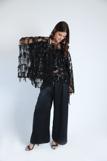 Sequins poncho soire set
