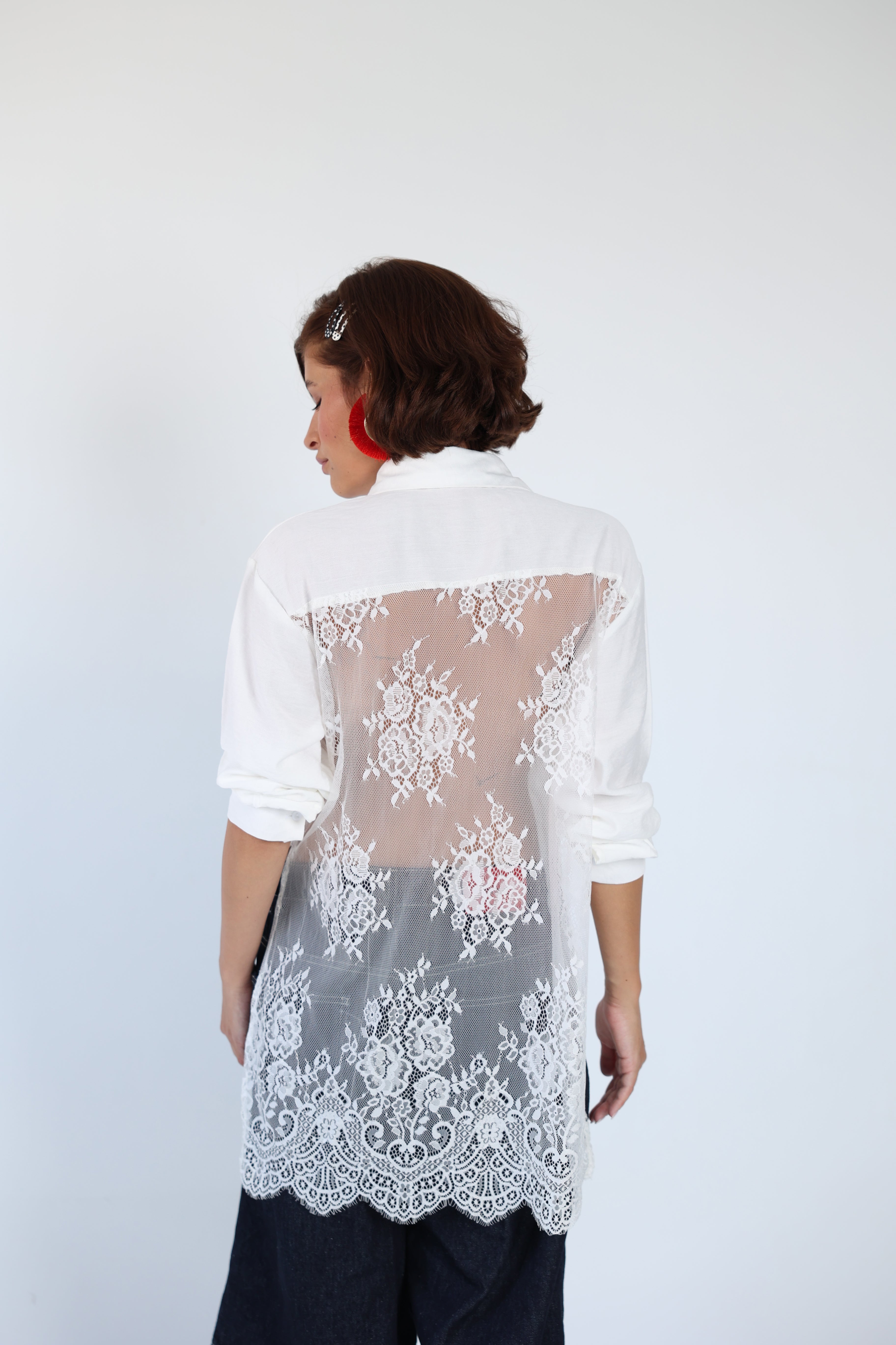 Lace lenin white shirt