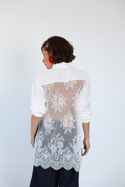Lace lenin white shirt