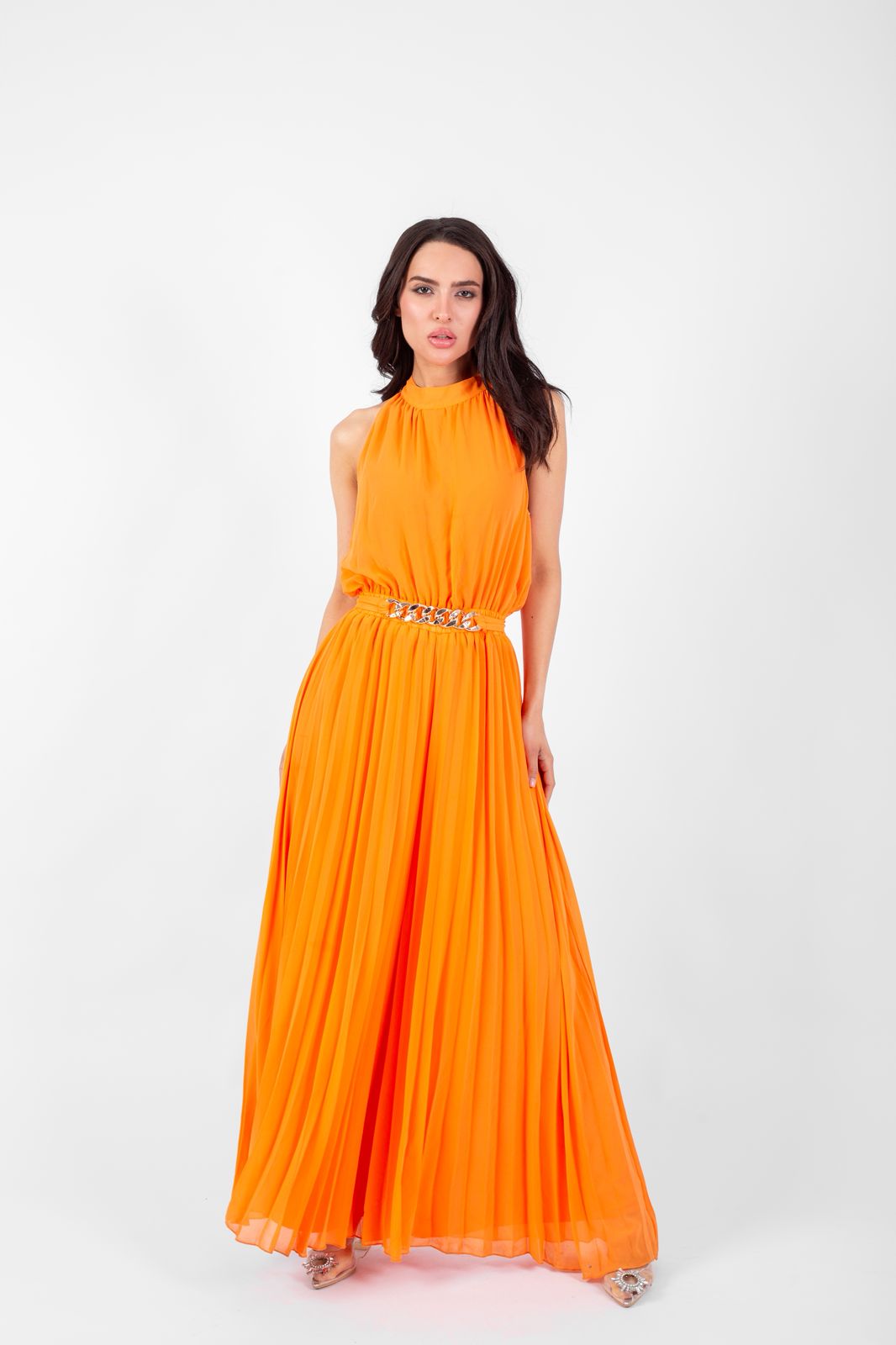 Pleated wide leg jumpsuit