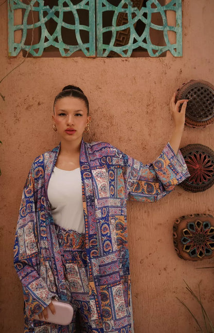 Colorblock silk set