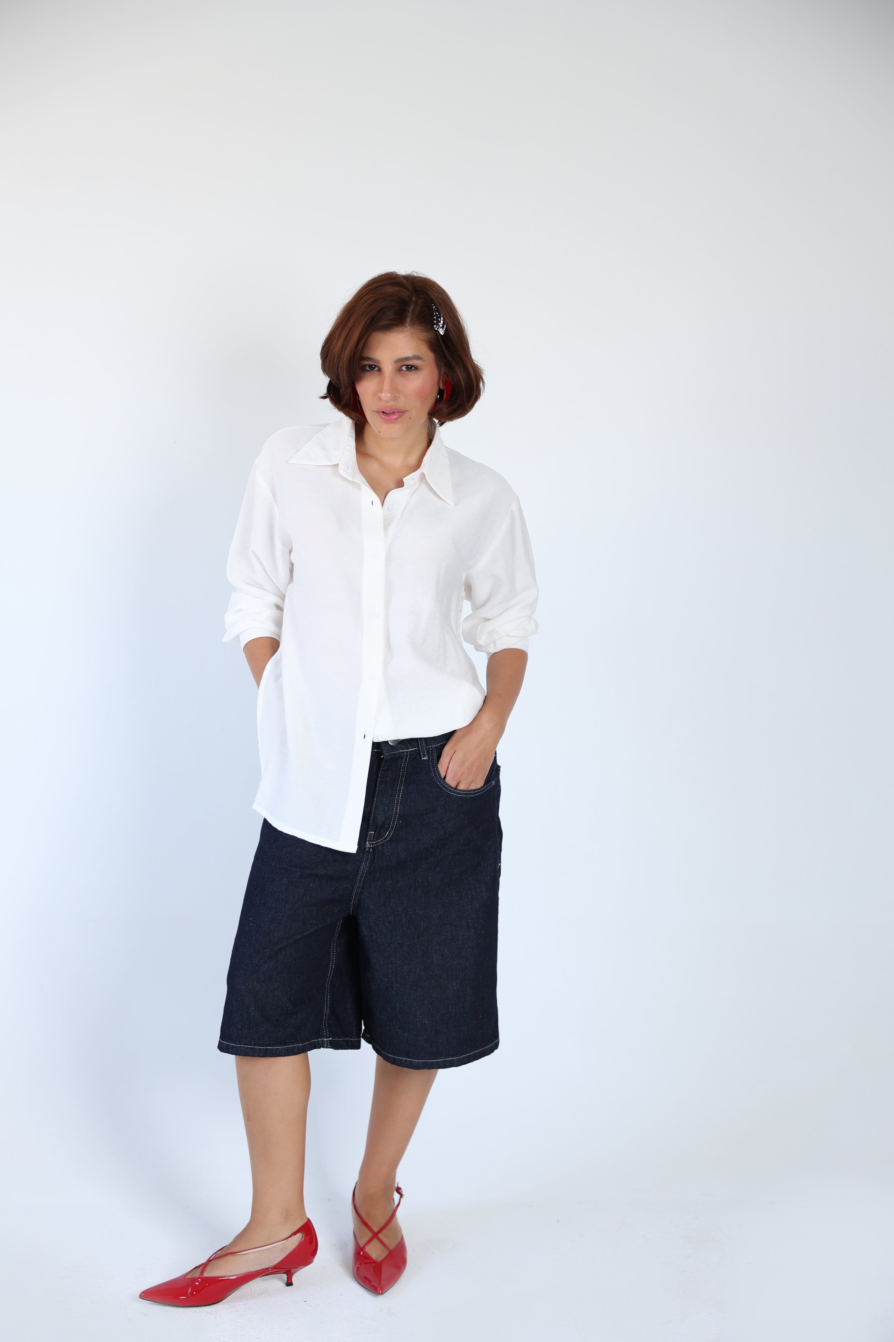 Lace lenin white shirt
