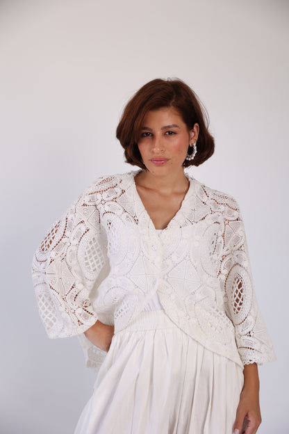 Short crochet kimono